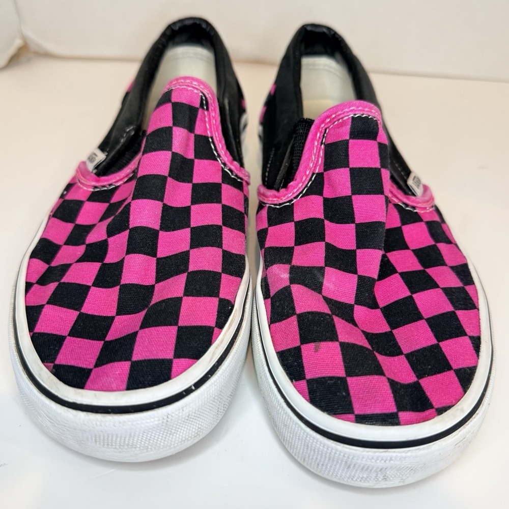 VANS Classic Slip On Checkerboard Black Pink Kids Size 4 Women 5.5 Magenta Skate - Picture 2 of 14